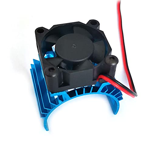 DEVMO Alloy Heat Sink Heatsink with 5V Cooling Fan for 1/10 Car 540 550 3650 Size Brushless Engine Motor Remote Control Car Truck Buggy Crawler Blue