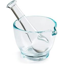 Ultrassist 4oz Glass Mortar and Pestle Bowl, Medicine Grinder and Mixer for Pharmacy or Science Lab