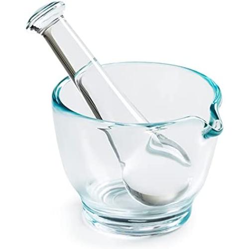 Ultrassist 4oz Glass Mortar and Pestle Bowl, Medicine Grinder and Mixer for Pharmacy or Science Lab