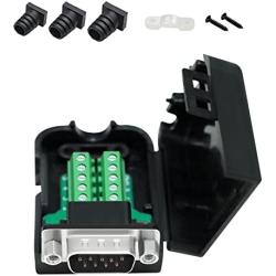 DB9 Breakout Connector, DTECH Male RS232 Connector Kit Serial Adapter DB-9 Solderless Module Board with Terminals Block, Case, Nuts and Tail Pipes (DB9 Male + Nuts)
