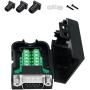 DB9 Breakout Connector, DTECH Male RS232 Connector Kit Serial Adapter DB-9 Solderless Module Board with Terminals Block, Case, Nuts and Tail Pipes (DB9 Male + Nuts)