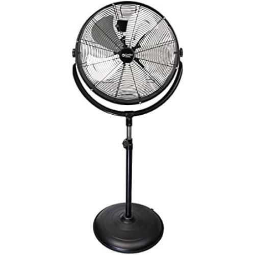 Comfort Zone CZHVP20S 20-Inch 3-Speed Slim-Profile High-Velocity Industrial Pedestal Fan with Aluminum Blades and Adjustable Tilt , Black