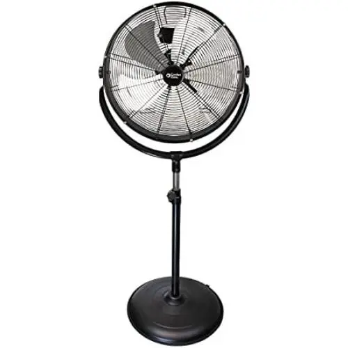 Comfort Zone CZHVP20S 20-Inch 3-Speed Slim-Profile High-Velocity Industrial Pedestal Fan with Aluminum Blades and Adjustable Tilt , Black