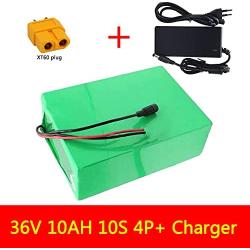 Wnicek 36V 10Ah 10S 4P E-Bike Battery Pack Waterproof Lithium-ion Battery for 750W 500W 350W 250W Motors for Electric Scooter Electric Tricycles Electric Tools with Charger