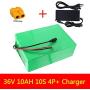 Wnicek 36V 10Ah 10S 4P E-Bike Battery Pack Waterproof Lithium-ion Battery for 750W 500W 350W 250W Motors for Electric Scooter Electric Tricycles Electric Tools with Charger