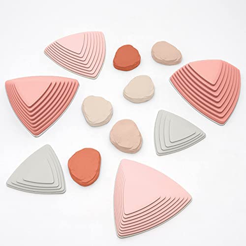 JumpOff Jo Rocksteady Plus Balance Blocks and Puddle Jumper Stones for Kids, Promotes Balance & Coordination, 12 Pieces Total, Desert Rose