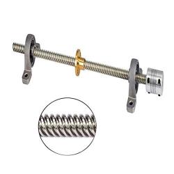 LC LICTOP 8mm Diameter Rod 3D Printer 200mm T8 Lead Screw Nut Set（Lead Screw+Copper Nut +Pillow Bearing Block+Coupler)