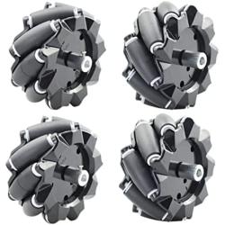 Premium 97mm Mecanum Wheel for AGV Robot Car Chassis, Omni Directional Tire with 4pcs Metal 6mm Coupling Motor Connector for Arduino Raspberry Pi Microbit DIY RC Toy Part STEAM Maker Remote