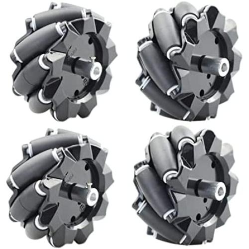 Premium 97mm Mecanum Wheel for AGV Robot Car Chassis, Omni Directional Tire with 4pcs Metal 6mm Coupling Motor Connector for Arduino Raspberry Pi Microbit DIY RC Toy Part STEAM Maker Remote