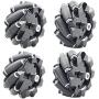Premium 97mm Mecanum Wheel for AGV Robot Car Chassis, Omni Directional Tire with 4pcs Metal 6mm Coupling Motor Connector for Arduino Raspberry Pi Microbit DIY RC Toy Part STEAM Maker Remote