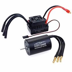 Brushless Motor 3650 2300KV and 60A ESC Combo Set Primary Sensorless Motor 5.8V / 3A Waterproof ESC for 1/10 RC Car