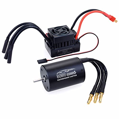 Brushless Motor 3650 2300KV and 60A ESC Combo Set Primary Sensorless Motor 5.8V / 3A Waterproof ESC for 1/10 RC Car