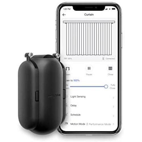 SwitchBot Curtain Smart Electric Motor - Wireless App or Automate Timer Control, Add SwitchBot Hub Mini to Make it Compatible with Alexa, Google Home, HomePod, IFTTT (U-Rail, Black)