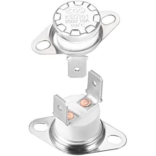 uxcell KSD301 Thermostat 150°C/302°F 10A Normally Closed N.C Adjust Snap Disc Temperature Switch 2pcs