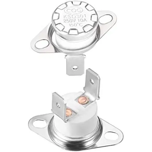 uxcell KSD301 Thermostat 150°C/302°F 10A Normally Closed N.C Adjust Snap Disc Temperature Switch 2pcs