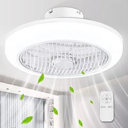 XPEHK Ceiling Fan with Lights Remote Control,18 inch Enclosed Ceiling Fan,Dimming 3 Colors 3 Speeds Memory Function,72W LED Low Profile Ceiling Fan ​for Home Bedroom Living