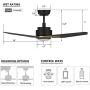 Smart Ceiling Fan with Light, Indoor/Outdoor Ceiling Fan, Compatible with DC Motor,10-speed,8 Hours Timer, Works with Remote Control/Alexa/Google Home/Siri,Schedule (52