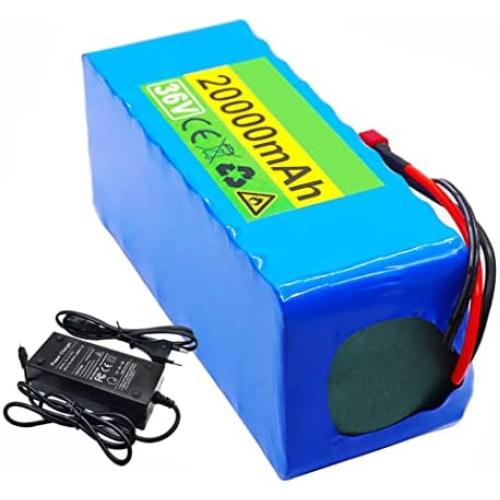 Jieoto 36V 20000mAh E-Bike Battery Li-ion Electric Scooter Battery Pack Electric Street Bikes Lithium Battery with BMS and Charger for 500W 350W 250W Motor