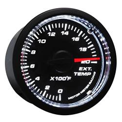 MOTOR METER RACING Universal Exhaust Gas Temperature EGT Gauge Kit Includes EGT Probe - 2000 F Pyrometer - Analog - White LED - 2-1/16