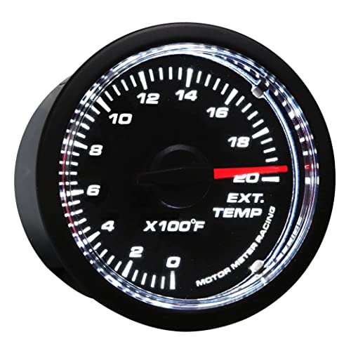 MOTOR METER RACING Universal Exhaust Gas Temperature EGT Gauge Kit Includes EGT Probe - 2000 F Pyrometer - Analog - White LED - 2-1/16