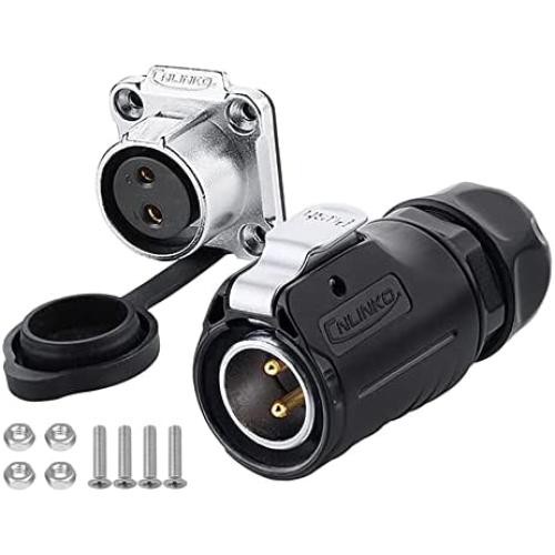 CNLINKO LP20 series waterproof connector, IP65/ IP67 Fast locking connect, 20A 500V 2pin m20 male and female LED outdoor power connector (2 pin)