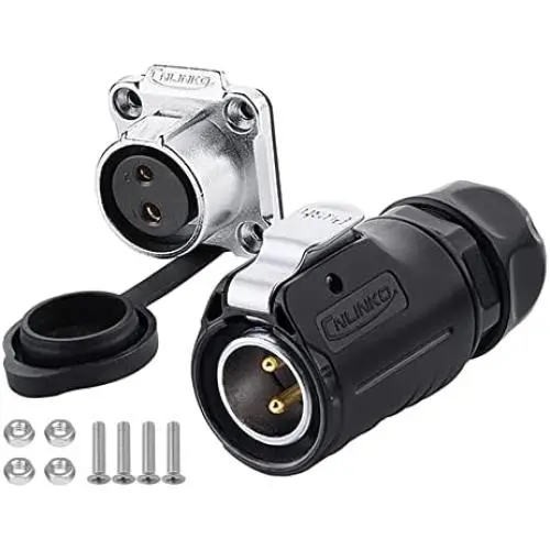 CNLINKO LP20 series waterproof connector, IP65/ IP67 Fast locking connect, 20A 500V 2pin m20 male and female LED outdoor power connector (2 pin)