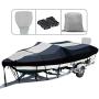 Tokept Boat Cover, Heavy Duty Splice Upgraded 300D Marine Grade Polyester Canvas Trailer Waterproof Boat Cover with Motor Cover for V-Hull, Speedboat Cover, Trimaran (17-19L *96