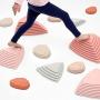 JumpOff Jo Rocksteady Plus Balance Blocks and Puddle Jumper Stones for Kids, Promotes Balance & Coordination, 12 Pieces Total, Desert Rose