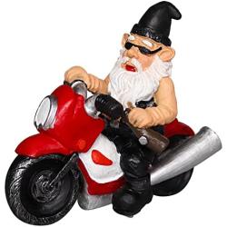 Funny Garden Gnome Decoration Riding Motorcycle Statues Naughty Figurines Outdoor Indoor Lawn Yard Patio Sculptures Resin