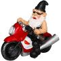 Funny Garden Gnome Decoration Riding Motorcycle Statues Naughty Figurines Outdoor Indoor Lawn Yard Patio Sculptures Resin
