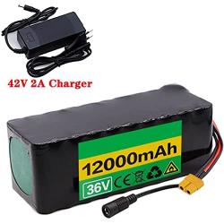 Jieoto Ebike Battery 36V 12AH Electric Bike Lithium Li-Ion Battery Lithium Electric Scooters Battery with Charger Electric Bicycle Battery for 200W 300W 350W 500W Bike Motor Mountain Bicycle
