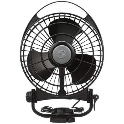 Caframo Bora. 12V Marine Fan. Direct Wire, Low Draw, 5000 Hour Motor Life. Black, 6.5” x 3.0” x 9.5”