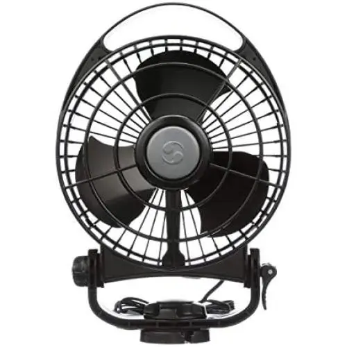 Caframo Bora. 12V Marine Fan. Direct Wire, Low Draw, 5000 Hour Motor Life. Black, 6.5” x 3.0” x 9.5”