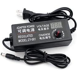 100-240V to 3-12V 5A Universal Adjustable AC/DC Switching Power Adapter,Yetaida 50-60hz Power Supply Adapter Converter with LED Voltage Display US Plug (3V-12V 5A)