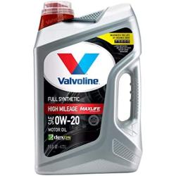 Valvoline Full Synthetic High Mileage with MaxLife Technology SAE 0W-20 Motor Oil 5 QT, Case of 3 (Packaging May Vary)