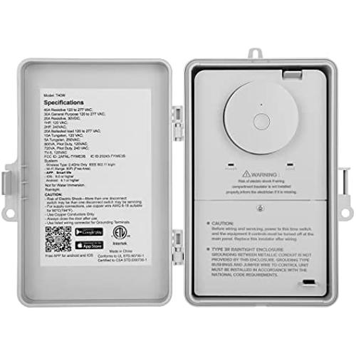 Suraielec WiFi Pool Timer, Outdoor Indoor Smart Switch, 40 AMP, 2HP, 120, 240, 277 VAC, Heavy Duty Pool Controller Light Timer Box for Pool Pump, Water Heater, Spa, Powerful Electrical Appliances