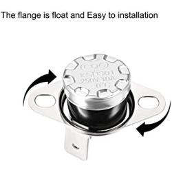 uxcell KSD301 Thermostat 90°C/194°F 10A N.C Adjust Snap Disc Temperature Switch for Microwave,Oven,Coffee Maker 2pcs