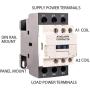 Shopcorp 30 Amp, 3 Pole Normally Open and Auxiliary 1NO/1NC Contactor – Motor Load 32A and Lighting Load 50A | IEC 660V, 110-120VAC Coil with Mounting Base for DIN Rail
