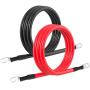 2 AWG Battery Cable 2AWG Gauge Battery Inverter Cables with 3/8 in Lugs Pure Copper Power Inverter Wire Set for Solar Marine Boat RV Car Motorcycle 2pcs (7FT)