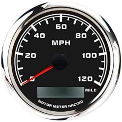 MOTOR METER RACING W Pro GPS Speedometer Odometer Waterproof for Car Boat Motorcycle Black Dial White LED Included GPS Sensor