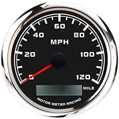 MOTOR METER RACING W Pro GPS Speedometer Odometer Waterproof for Car Boat Motorcycle Black Dial White LED Included GPS Sensor