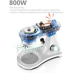 KUCCU Stand Mixer, 8.5 Qt 800W, 6-Speed All Metal Household Stand Mixer,Tilt-Head Food Dough Mixer,Dough Hook,Whisk, Beater, Egg white separator (White)