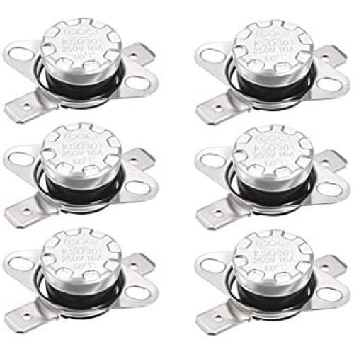QMseller KSD301 Thermostat 60°C 10A Normally Closed N.C Snap Disc Limit Control Switch Microwave Thermostat Thermal Switch 6pcs