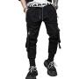 PDTXCLS Mens Jogger Sweatpants Hip Hop Zipper Pockets Elastic Waist Harem Pants Motor Biker Punk High Street Casual Trousers