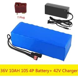 Jieoto 36V Electric Bike Battery 10Ah 10S 4P Lithium-ion Battery Pack for 200W 250W 350W 500W Motor with Charger Fit for Electric Scooters E-Bike Electric Street Bicycles