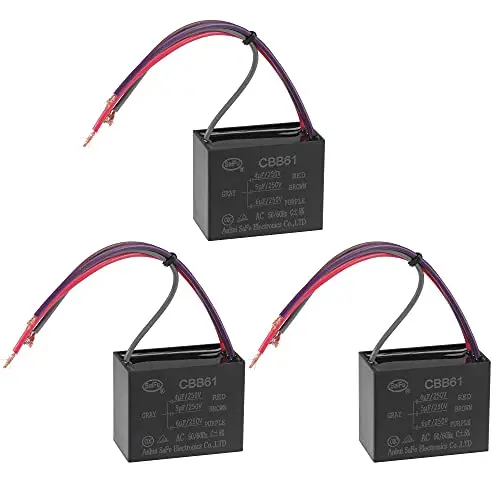 uxcell Ceiling Fan Capacitor CBB61 4/5/6uF 250V AC 4 Wires Metallized Polypropylene Film Capacitor 48x38x26mm for Electric Fan Pump Motor Generator 3Pcs