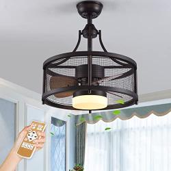 Ceiling Fan With Light Remote Control, Home Cage Ceiling Fan Light With Reversible 6-Speed Motor, Suitable For Bedroom, Living Room, Kitchen, Porch, etc. (With LED Light Source)