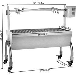 VEVOR 45W Rotisserie Grill Roaster, 37 Inch BBQ Small Pig Lamb Rotisserie Roaster, Max Capacity 88 lbs for Camping Outdoor Barbecue