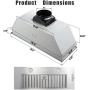 Range Hood Insert 30 Inch, 600 CFM Matel Covered Motor Built-in Stainless Steel Vent Hood, Ducted/Ductless Convertible, Permanent Filters, 3 Speed Exhaust Fan, Push Button Control