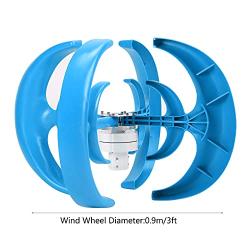 Wind Turbine Kit 800W 4 Blade , Handpiece Accessories & Parts Handpiece Turbines Generator AC Motor Solar System Blue Lantern Type Double‑Layer With Controller for Cabins Camping Charging Boat[48v]